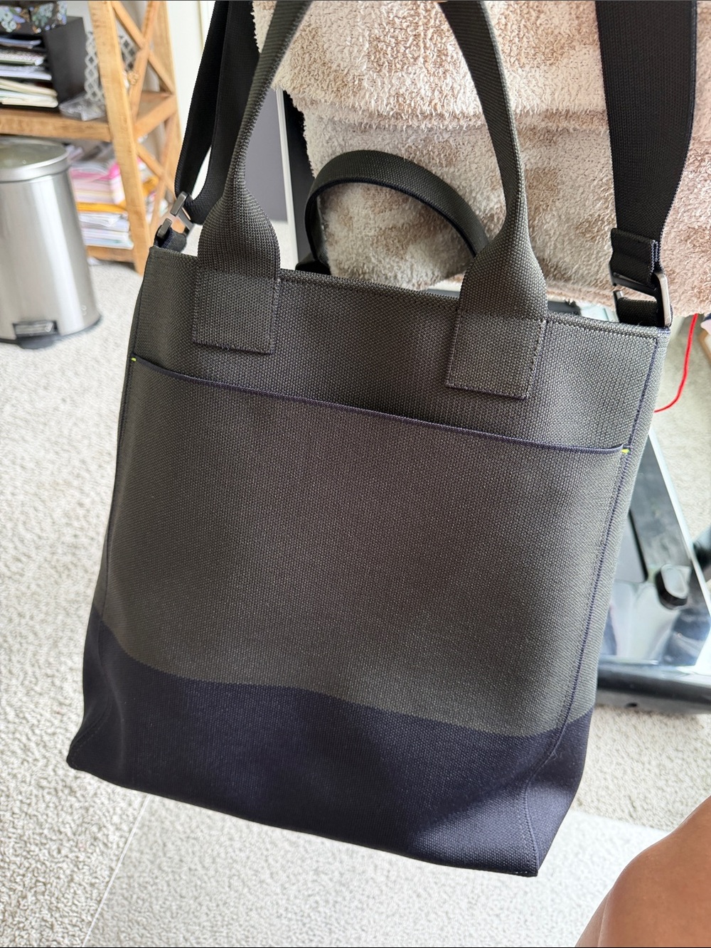 Rothy’s Dual-Tone Canvas Tote Bag - Olive Green and Black
